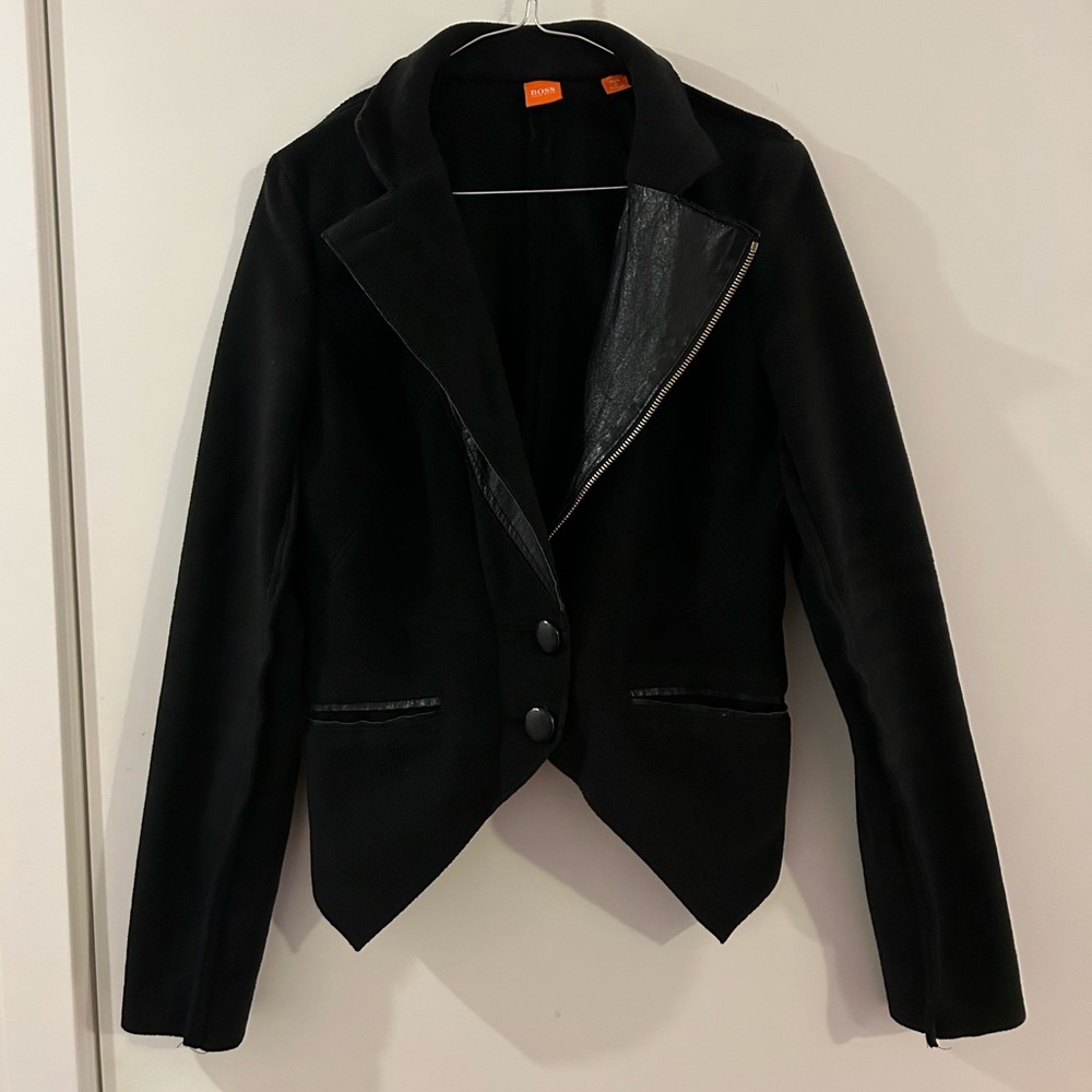 Hugo Boss Orange Label Fleece/Polyester/leather jacket. Size small
